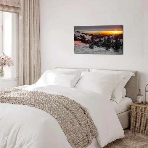 Vista 5 de Nachic Wall Lienzo de montaña de nieve, arte de pared, paisaje de naturaleza, paisaje de invierno, bosque de nieve, árbol, póster enmarcado