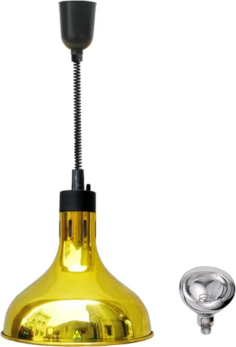Vista 8 de Lámpara colgante de calor de alimentos infrarrojos Calentador de alimentos Fry Luz de calefacción 250W con cable retráctil (Dia25cm Negro))