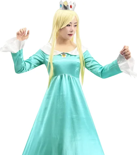 Vista 2 de Disfraz de princesa melocotón de Super Brothers para mujer, vestido de cosplay de Halloween