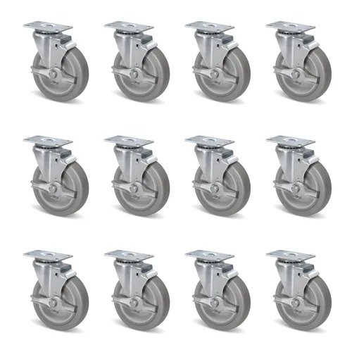 Vista 51 de Ruedas resistentes de 3 pulgadas, ruedas giratorias con frenos, ruedas de placa con rueda de goma para muebles, plataforma, camión, carrito