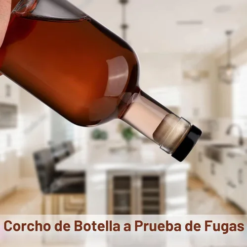 Vista 4 de Botella de Vino 3PCS 750 ML Botellas de Vidrio con Tapas 25 oz Botellas de Vidrio Transparente con Corcho Botella de Vino Vacía con Tapón
