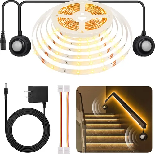 Vista 6 de Tira de luz con sensor de movimiento dual para interiores debajo de la cama