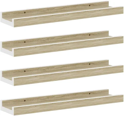 Vista 11 de Black Floating Shelves Set of 4, Wall Mounted MDF Shelves with Matte Finish for Living Room, Bedroom Decor Display