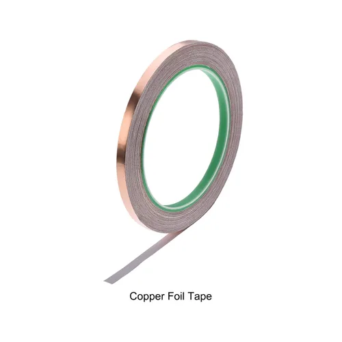 Vista 6 de Cinta adhesiva conductora de doble cara para blindaje EMI, vitrales, circuitos de papel, conexión a tierra, rollo de 1/4"/66 pies/2