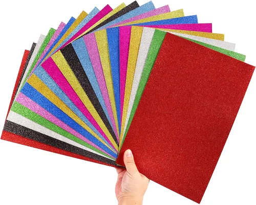Vista 12 de Hojas adhesivas de espuma de papel con purpurina para decoración de Navidad Dorado