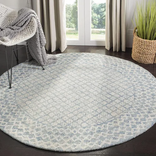 Vista 5 de SAFAVIEH Abstract Collection - Alfombra decorativa, 2 x 3 pies, azul y marfil, lana hecha a mano, ideal para zonas de alto tráfico en entrada, sala