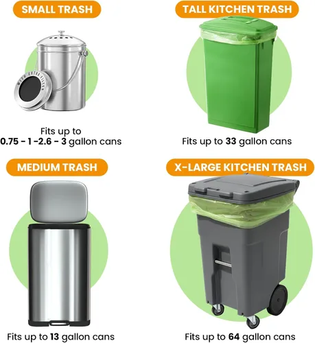 Vista 3 de GreFusion Bolsas compostables para cubo de compost de cocina, 1.2 galones, 125 unidades, certificadas por BPI y ASTM, a prueba de fugas y control