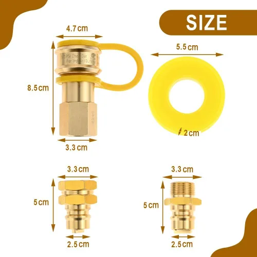 Vista 4 de Accesorios de conexión rápida de propano de 3/4 pulgadas, manguera de propano natural de latón macho hembra de 3/4 pulgadas, accesorios