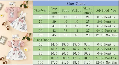 Vista 7 de Traje de verano para bebé recién nacida, manga con volantes, acanalado, falda con tirantes, vestido con diadema, ropa de 3 piezas
