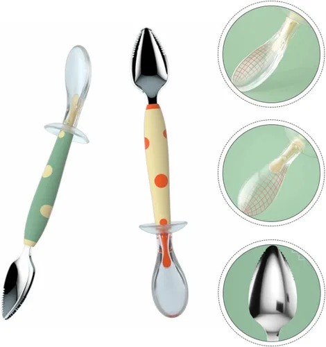 Vista 2 de Toddmomy Cucharas de pomelo medio dentado cítrico cucharas de postre vintage cucharas de postre cuchara dentada vajilla de comida para bebés