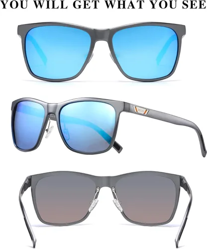 Vista 2 de DUCO Gafas de sol polarizadas para hombre, protección UV, marco rectangular retro, para conducir, pescar, 100% bloqueo UV 3029H