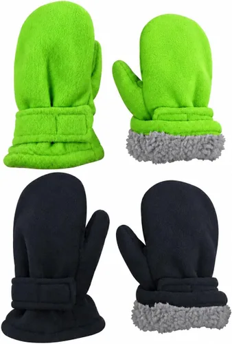 Vista 16 de N'Ice Caps Baby Toddler Mittens Kids 2 Pair Pack Fleece Warm Sherpa Lined Negro + Gris