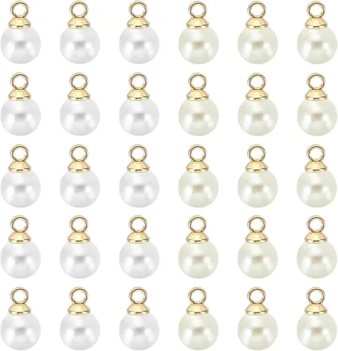 Vista 7 de PATIKIL Abalorio de perlas, 100 cuentas de perlas de imitación de perlas colgantes para bricolaje para hacer joyas, pulseras, aretes, collares Beige