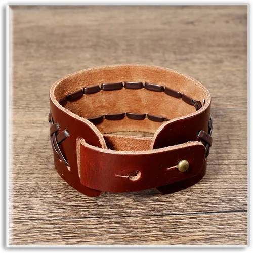 Vista 4 de Xusamss Pulsera de cuero trenzado vintage punk rock