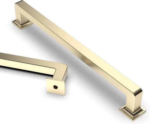 Vista 40 de Asidrama Paquete de 6 manijas de gabinete de cocina de bronce champán de 3 pulgadas (2.992 in), tiradores de gabinete de latón cepillado, manijas