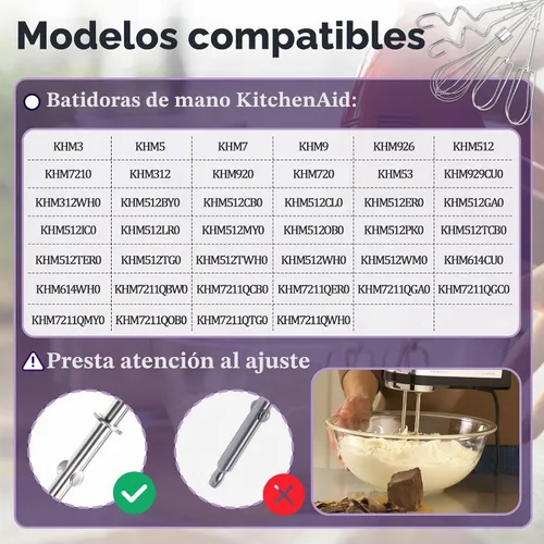 Vista 7 de 5 accesorios para batidora de mano, batidores profesionales de repuesto para batidoras de mano, ganchos de batidor y masa, batidores de repuesto