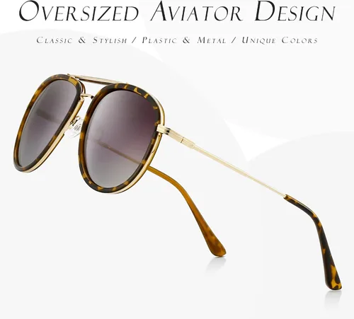 Vista 2 de SUNGAIT Gafas de sol de aviador retro de gran tamaño para hombres y mujeres polarizadas Pilot Shades Vintage Gafas de protección UV