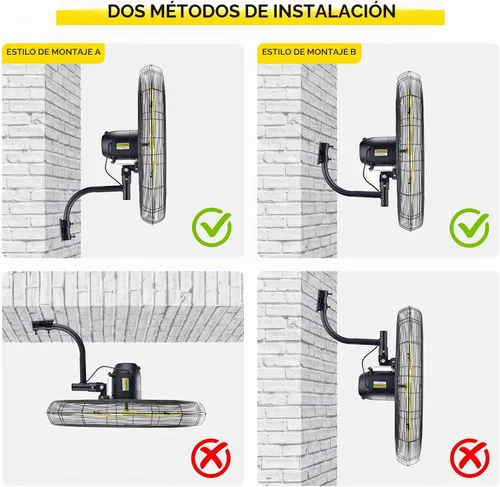 Vista 7 de FUGOO Ventilador de pared oscilante de 30 pulgadas con control remoto, motor BLDC, amplio rango de flujo de aire de 3200 CFM a 8800 CFM, ventilador