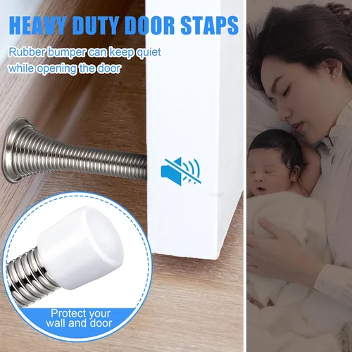 Vista 5 de Chumia Tope de puerta de resorte de 36 piezas con parachoques de goma, resorte flexible, resistente, tope de puerta de pared para el hogar, oficina