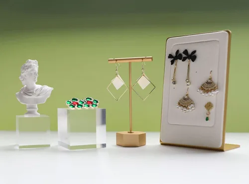 Vista 5 de Pequeño elevador de pantalla transparente, bloque acrílico para venta de joyas, anillo de aretes transparente para exhibición de armario【1.97