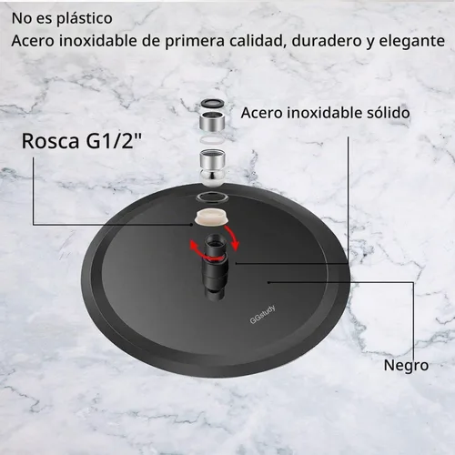 Vista 9 de Cabezal de regadera de color negro mate con una sola función, kit de ajuste de regadera con válvula de paso, sistema completo de llave de regadera