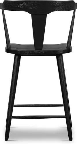Vista 5 de Poly & BARK Enzo Taburete de mostrador – Moderno taburete de bar tapizado con respaldo curvo, asiento acolchado, tapicería premium, patas de madera