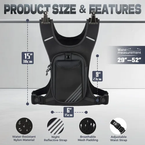 Vista 4 de Running Hydration Vest Backpack Chest Bag with 800 ML Water Bladder, Minimalist Lightweight Running Vest for Women Men with Phone Holder, Extra