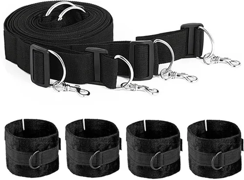 Vista 2 de Lazos sexuales para tobillos y muñecas para adultos, correas de cama tamaño King para colchón, cuerda de servidumbre y cuerda, pulseras sexuales