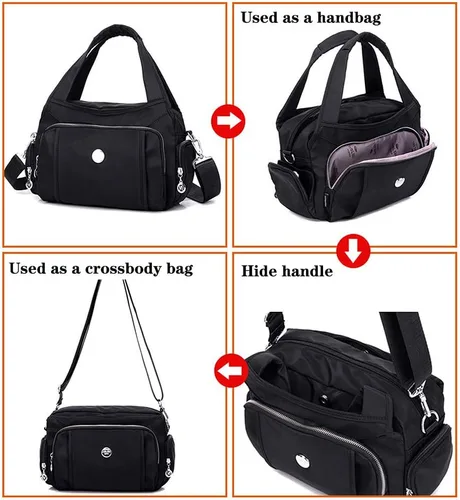 Vista 3 de MINTEGRA Bolso cruzado para mujer, bolso impermeable con múltiples bolsillos, de nailon, bolso de hombro de viaje