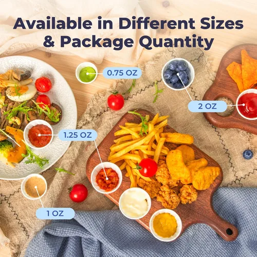 Vista 7 de Fit Meal Prep [Paquete de 500] Vasos de papel tratado de 0.75 onzas para porciones de soufflé para muestras de condimentos para medir gelatina shots