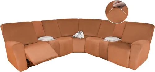 Vista 114 de HDCAXKJ Fundas de sofá seccional reclinable de terciopelo, cubierta de sofá seccional en forma de L, lavable, elástica, suave, para rincón