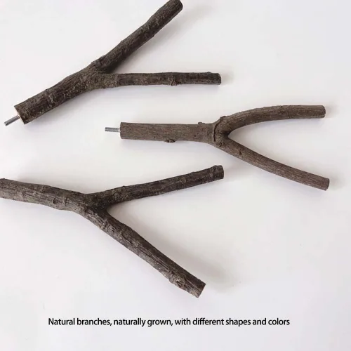 Vista 4 de 8 piezas de madera natural para pájaros, perca de madera, soporte de tenedor, juguetes de múltiples ramas, soporte de plataforma para periquitos