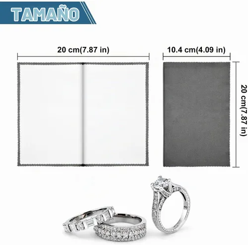 Vista 4 de SEVENWELL - Paño de pulido plateado, 2 paños de limpieza para joyas Tela de plata gris oscuro de 7.9 in