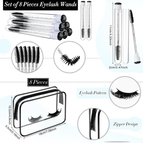 Vista 3 de Remerry 40 Pcs Lash Shampoo Brushes Set Eyelash Aftercare Bag Disposable Mascara Tubes Foam Pump Bottle Extension Aftercare Instructions Card