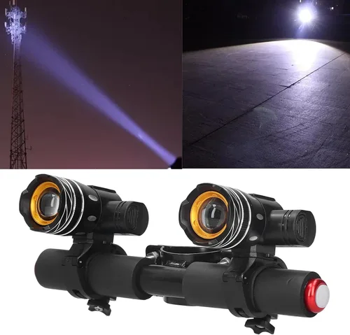 Vista 7 de Faros delanteros para manillar de scooter, luces de bicicleta recargables por USB, kit de luz de tercer engranaje para scooter