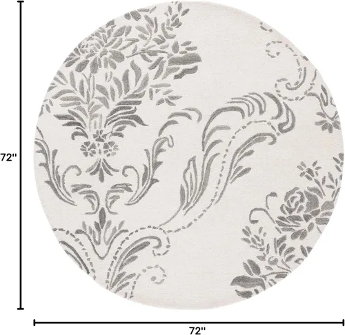 Vista 2 de SAFAVIEH Jardin Collection - Alfombra redonda de 6 pies, color marfil y gris, lana hecha a mano, ideal para zonas de alto tráfico en sala de estar