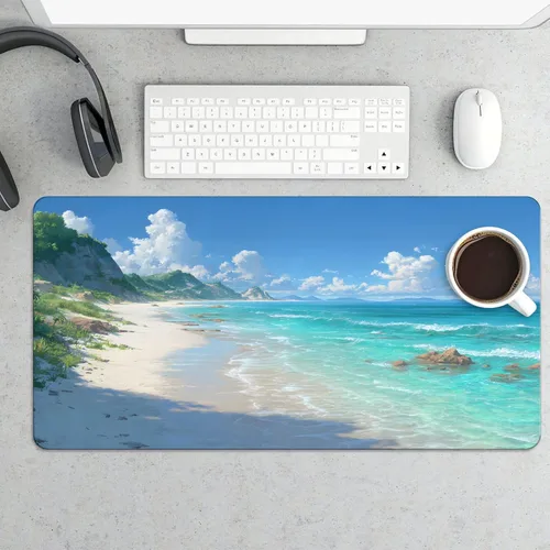 Vista 23 de Large Mouse Pad Beach Flamingos Palm Trees Rubber Base Keyboard Long Gaming Mouse pad Desk Mat Waterproof Non-Slip Protector Laptop Pads for Work