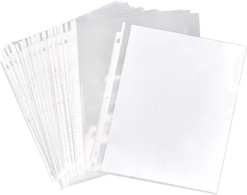 Vista 9 de Oxford - Fundas protectoras de hojas, acabado transparente, carga superior, fundas de plástico tamaño carta, reforzadas con perforación de 3