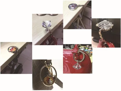 Vista 7 de Múltiples corazones estilo Premium plegable bolso bolso bolso percha mesa gancho titular (azul)