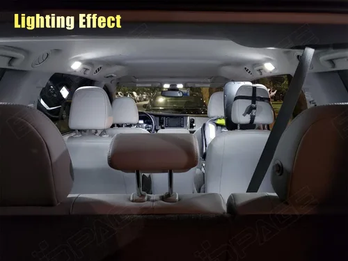 Vista 4 de Kit de 16 luces LED Sienna para Toyota Sienna 2011 2012 2013 2014 2015 2016 2017 2018 2019 2020 blanco 6000K paquete de iluminación LED interior +
