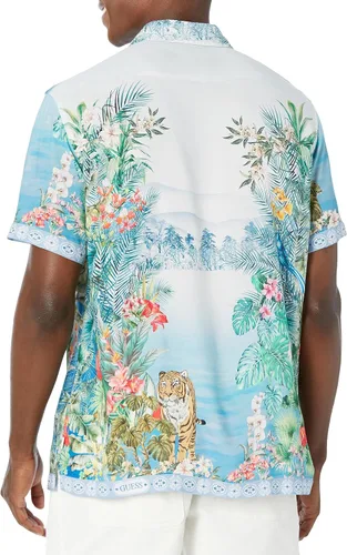 Vista 2 de GUESS Camisa de manga corta Eco Rayon Paradise para hombre