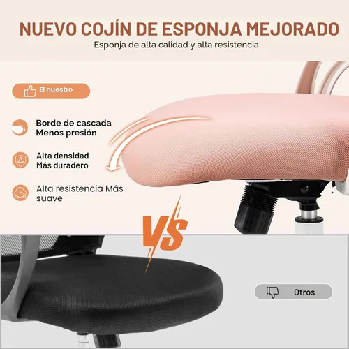 Vista 6 de Sweetcrispy Silla de escritorio para computadora de oficina, ergonómica, con respaldo alto, de malla, con ruedas y reposacabezas ajustables, cómodo