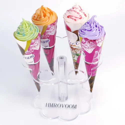 Vista 7 de Platos para Helado/Soporte de Helado Acrílico (6 agujeros en forma de flor)
