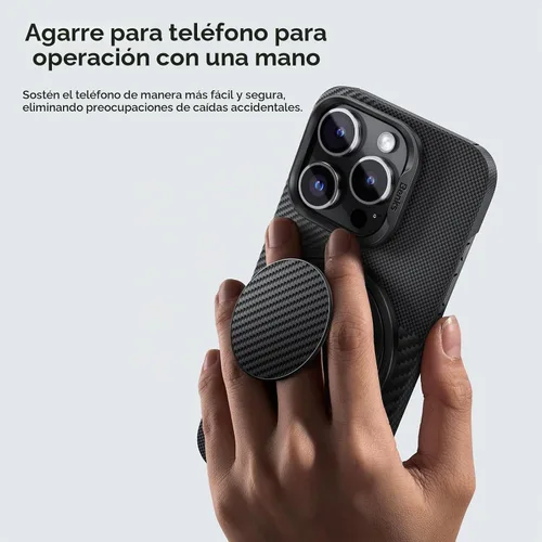 Vista 5 de BENKS - Agarre magnético 2 en 1 para MagSafe, diseño de fibra de aramida 600D (negro)
