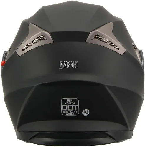 Vista 3 de Milwaukee Performance Helmets MPH9804DOT Matte Black Modular Racing Helmet w/ Drop Down Visor
