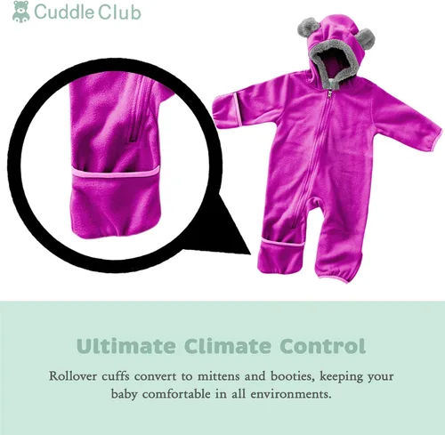 Vista 2 de Enterizo de vellón Bunting para bebé rómper con capucha para niño de una sola pieza ropa de exterior chaqueta