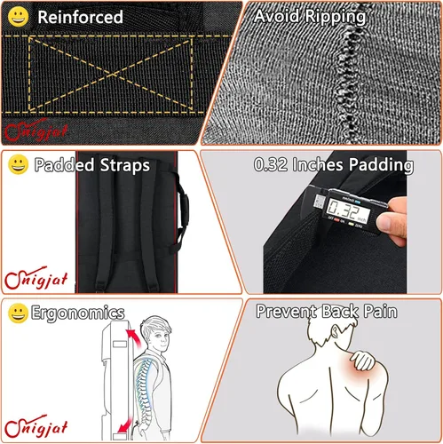 Vista 5 de SNIGJAT Funda para teclado de 49 teclas suave, bolsa de piano con bolsillos acolchados para piezas de instrumentos y accesorios, bolsa impermeable