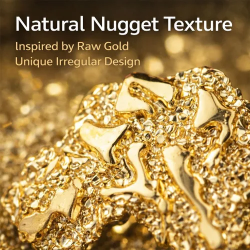 Vista 4 de Aretes de pepita de oro para hombre, chapados en oro de 14 quilates, con Nugget