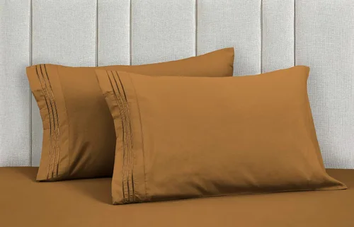 Vista 75 de Mocassi Juego de sábanas de lujo de 4 piezas, calidad prémium de hotel de 1800 hilos, ajuste fácil, sábanas y fundas de almohada resistentes a