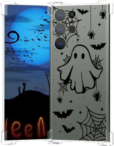 Vista 22 de Funda de Halloween para Google Pixel 6A transparente con diseños de murciélagos fantasmas, funda para teléfono para niñas, elegante, delgada, a